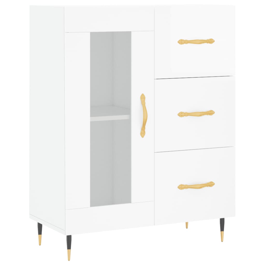 vidaXL Credenza Bianco Lucido 69,5x34x180 cm in Legno Multistrato