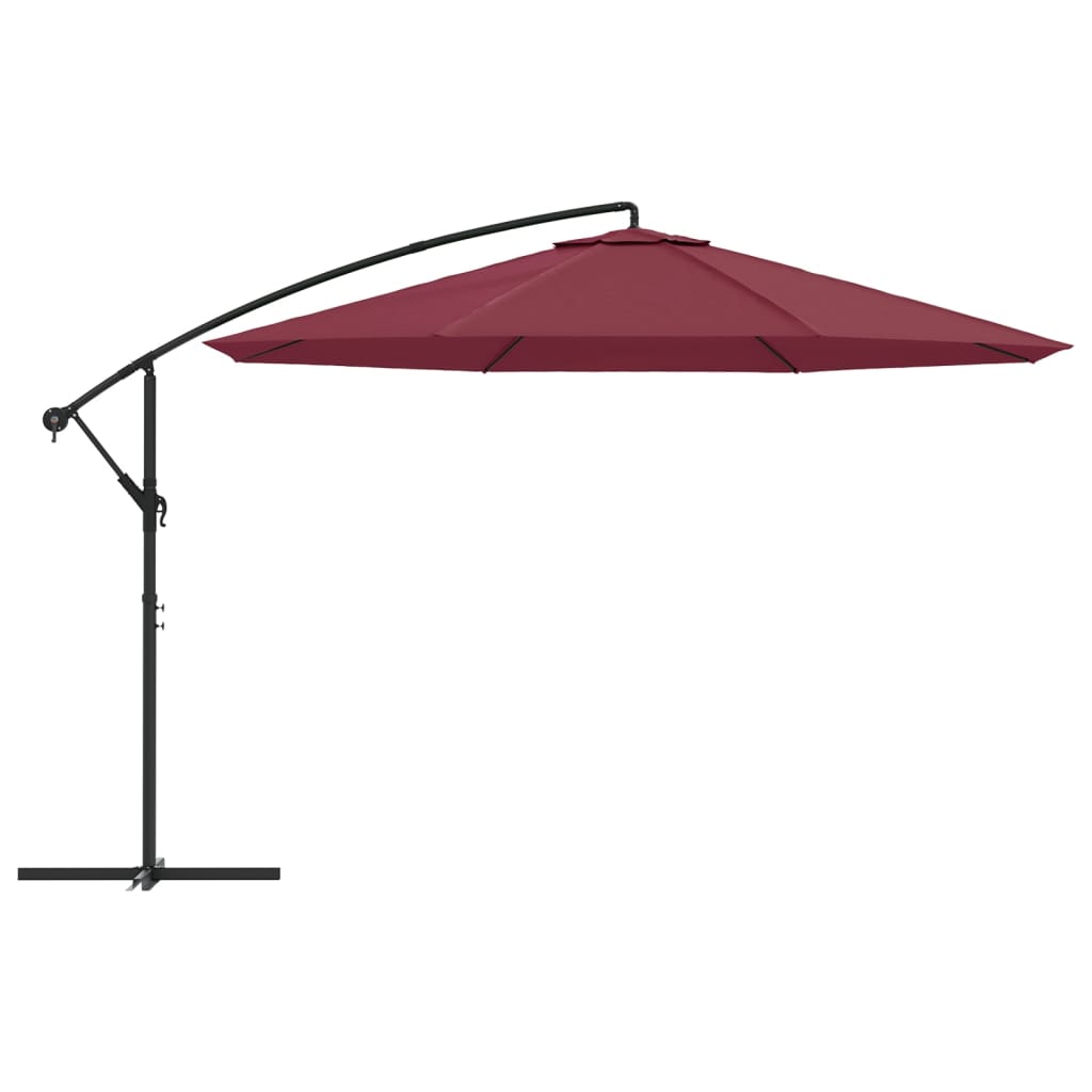 vidaXL Ombrellone a Sbalzo Palo in Alluminio 350 cm Rosso Bordeaux