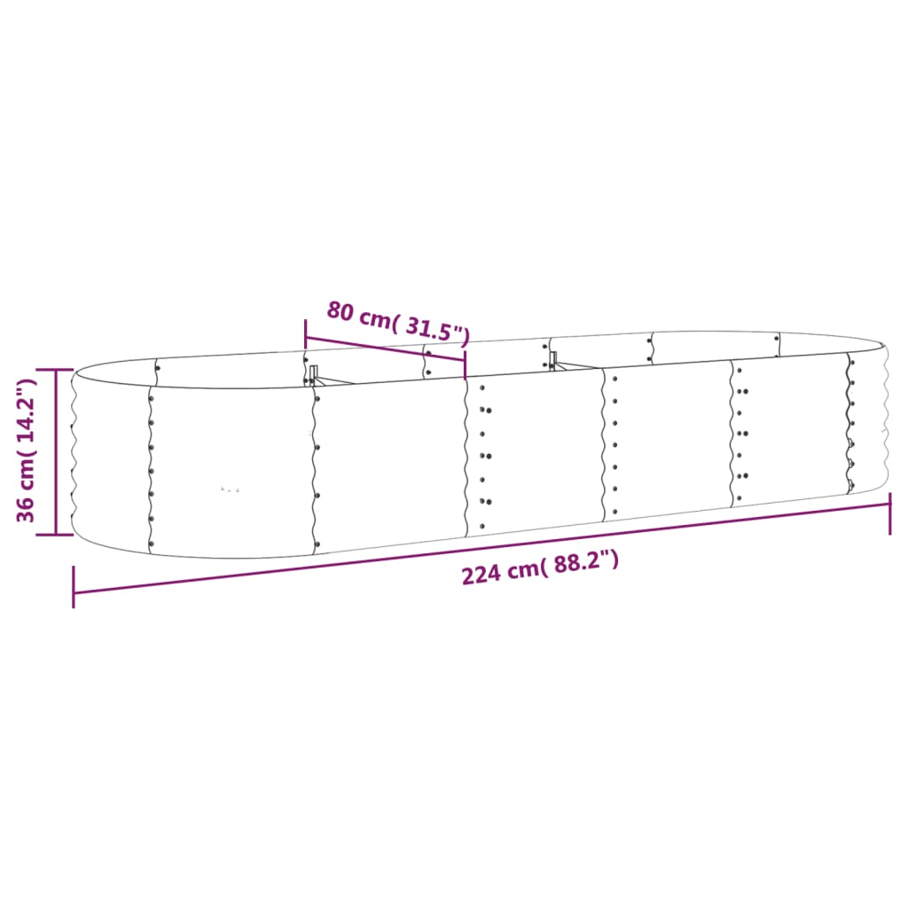 vidaXL Letto Giardino Acciaio Verniciato a Polvere 224x80x36cm Marrone