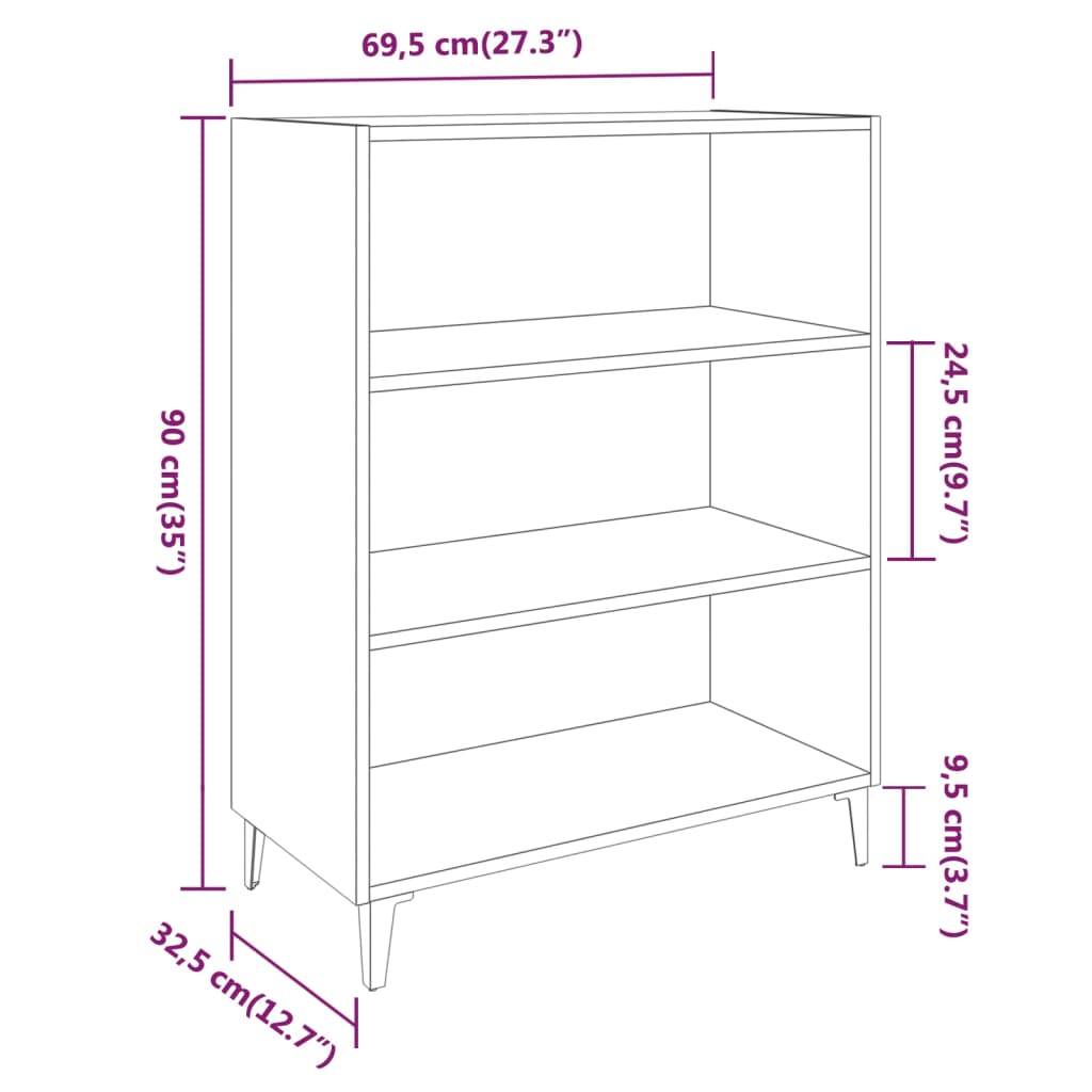 vidaXL Credenza Grigio Sonoma 69,5x32,5x90 cm in Legno Multistrato