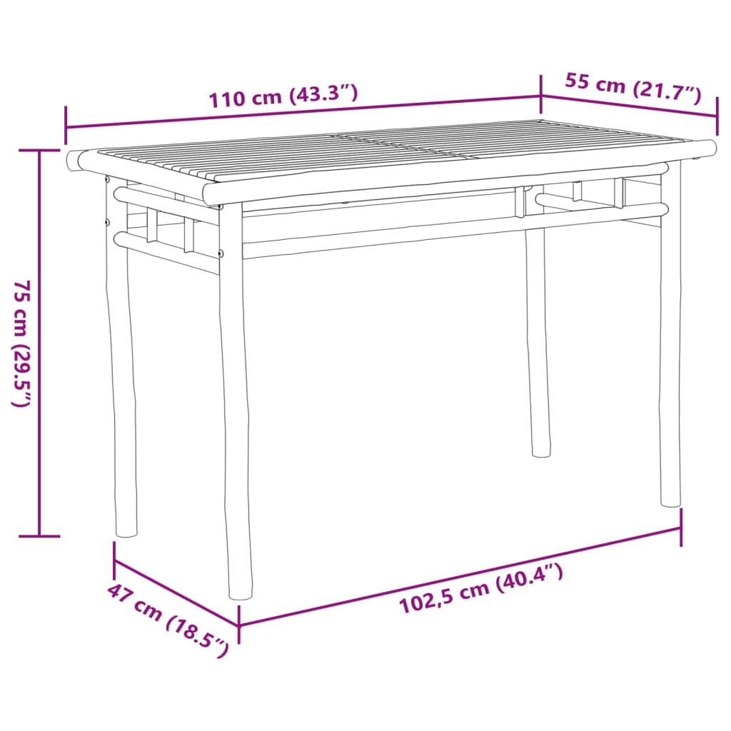 vidaXL Set da Pranzo da Giardino 5 pz in Bambù