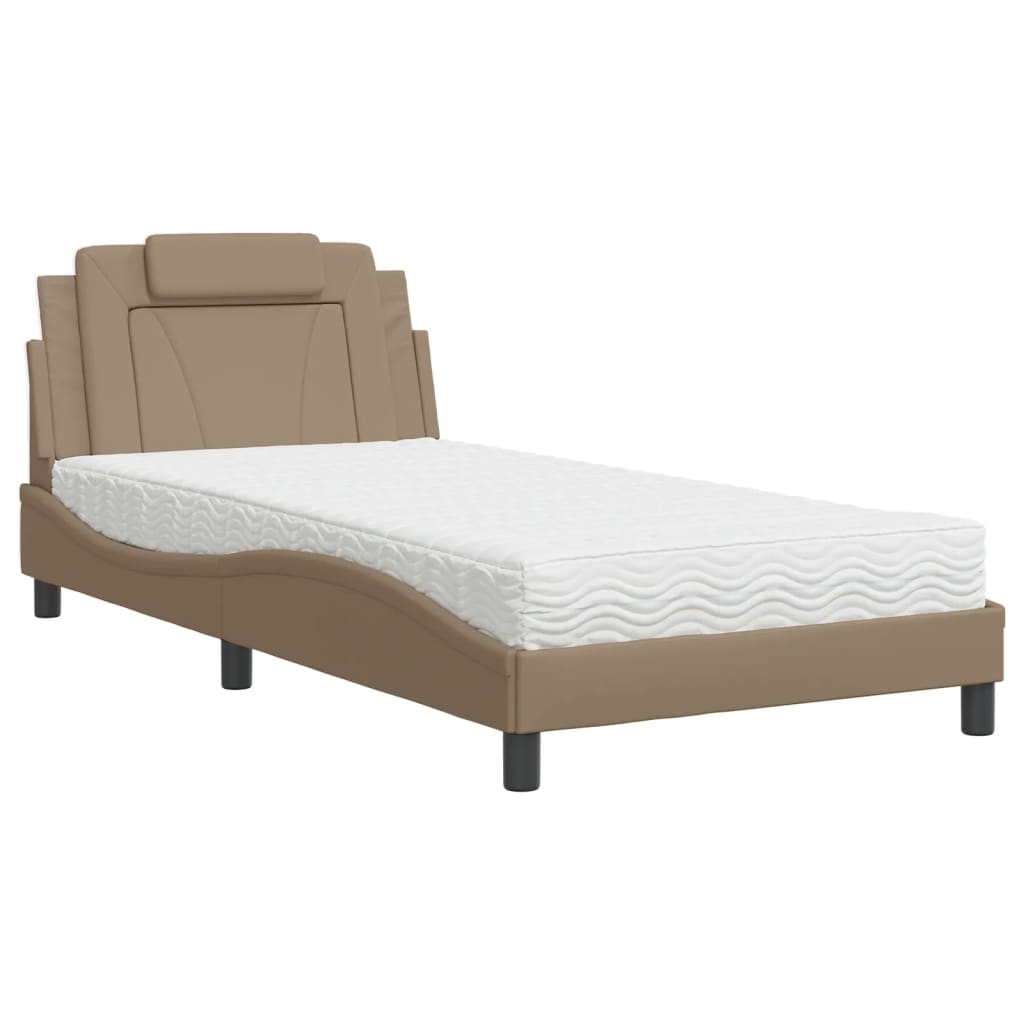 vidaXL Letto con Materasso Cappuccino 100x200cm Similpelle