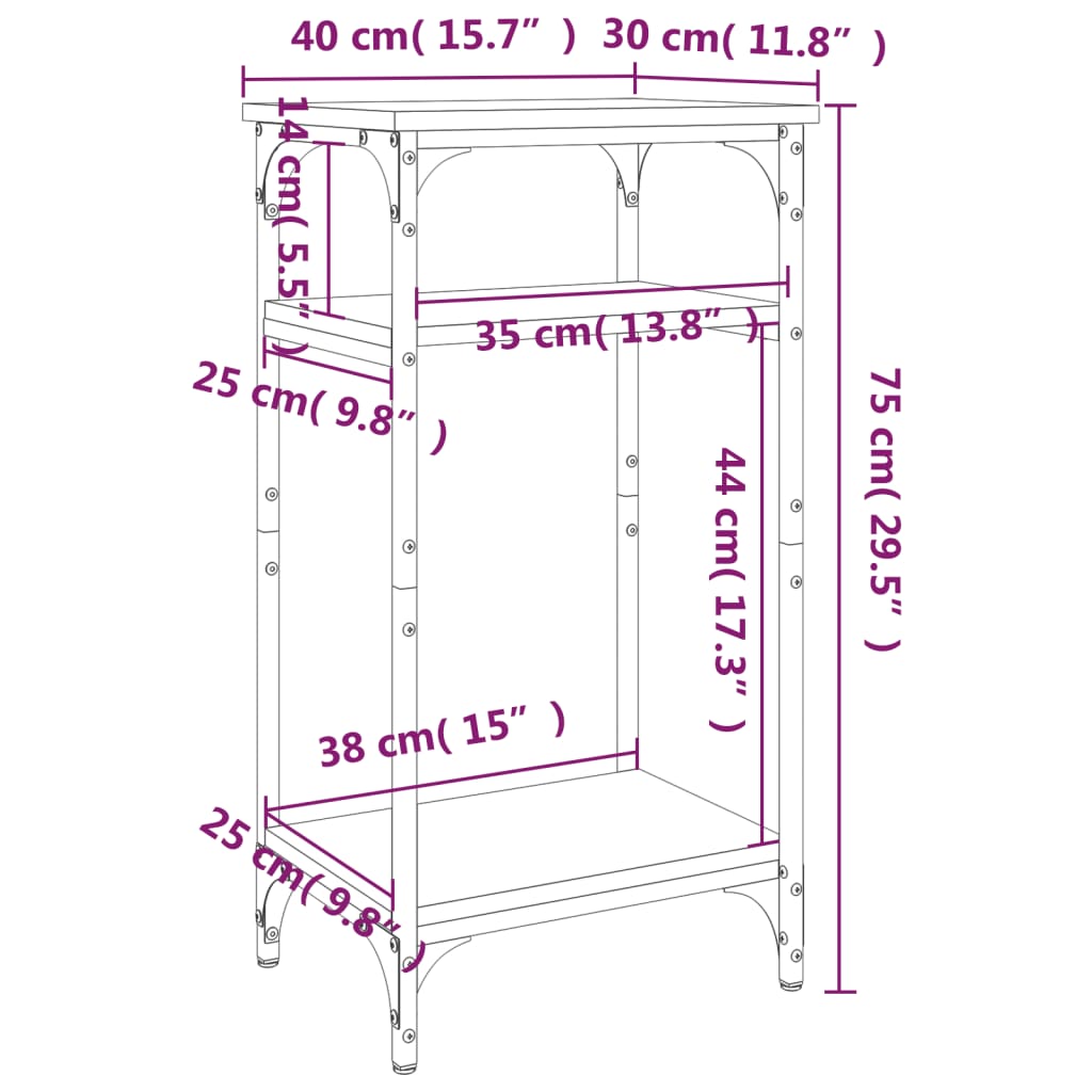 vidaXL Tavolino Nero 40x30x75 cm in Legno Multistrato