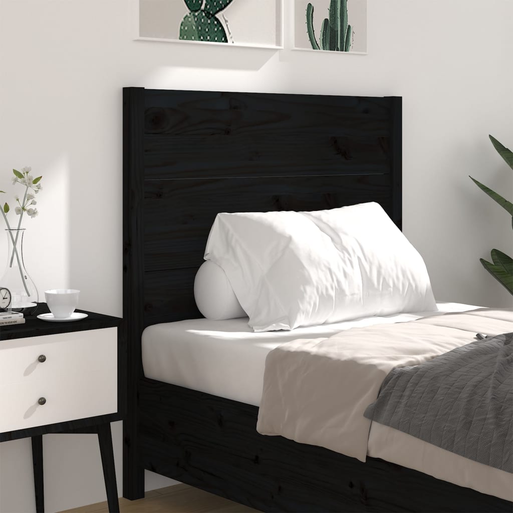 vidaXL Testiera per Letto Nera 81x4x100 cm in Legno Massello di Pino