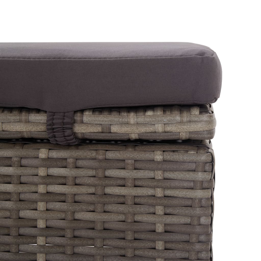 vidaXL Lettino Prendisole con Tettuccio e Cuscino in Polyrattan Grigio