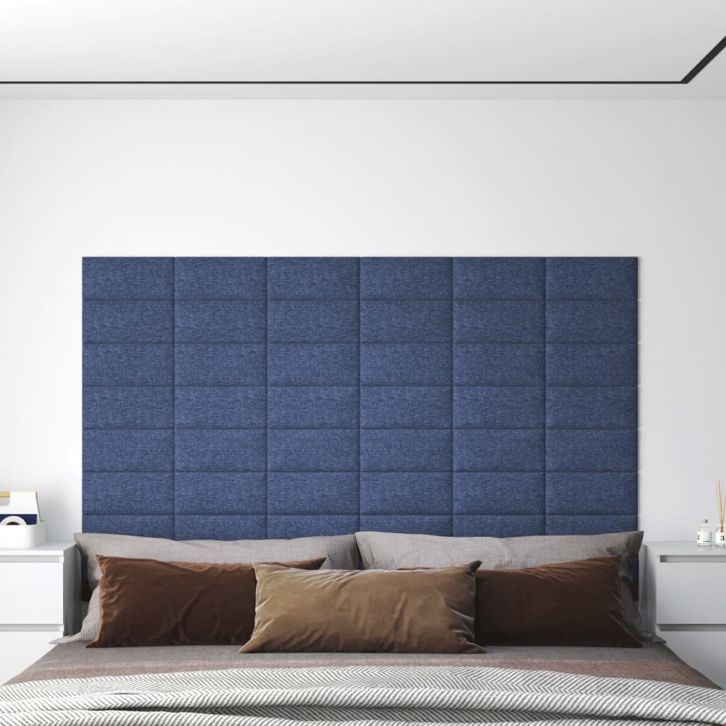 vidaXL Pannelli Murali 12 pz Blu 30x15 cm Tessuto 0,54 m²
