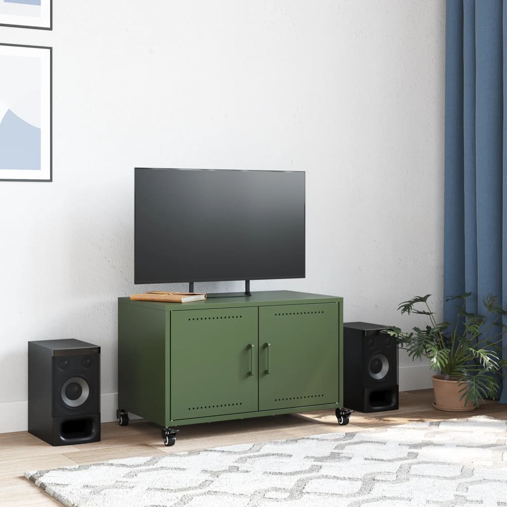 vidaXL Mobile TV Verde Oliva 68x39x43,5 cm in Acciaio