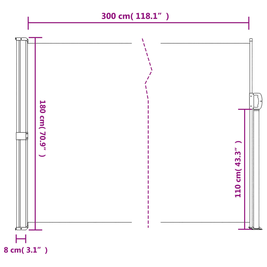 vidaXL Tenda da Sole Laterale Retrattile Beige 180x300 cm