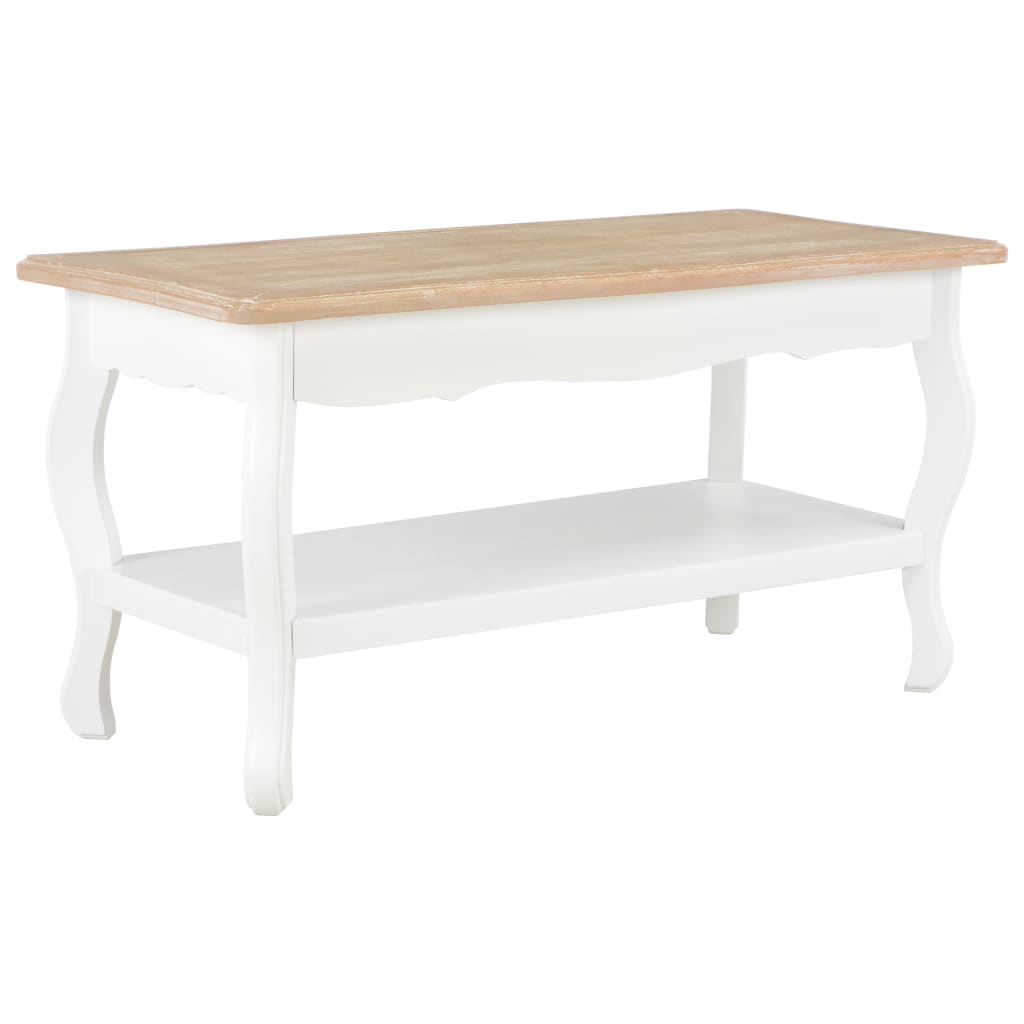 vidaXL Tavolino da Salotto Bianco e Marrone 87,5x42x44cm Massello Pino