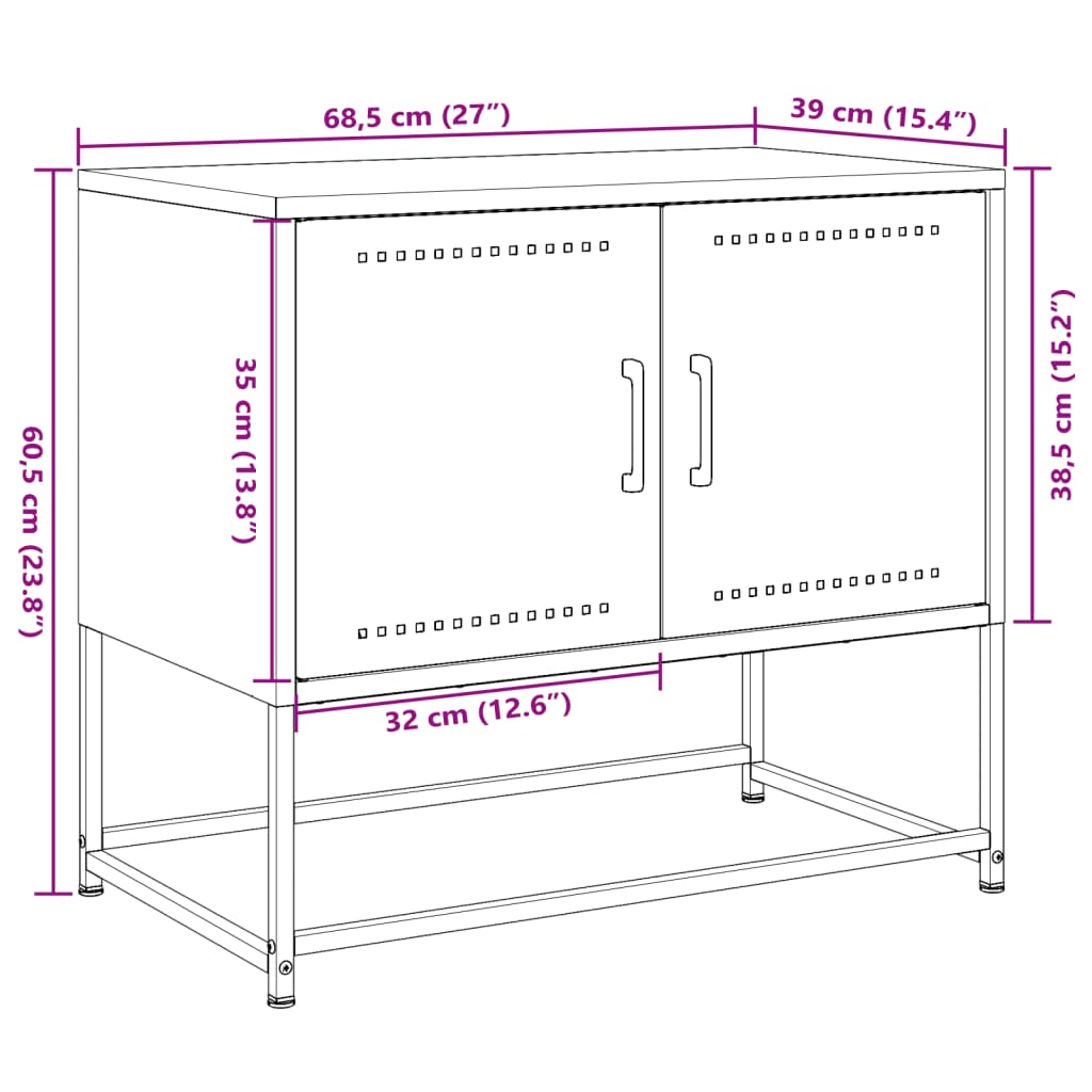 vidaXL Mobile TV Verde Oliva 68,5x39x60,5 cm in Acciaio