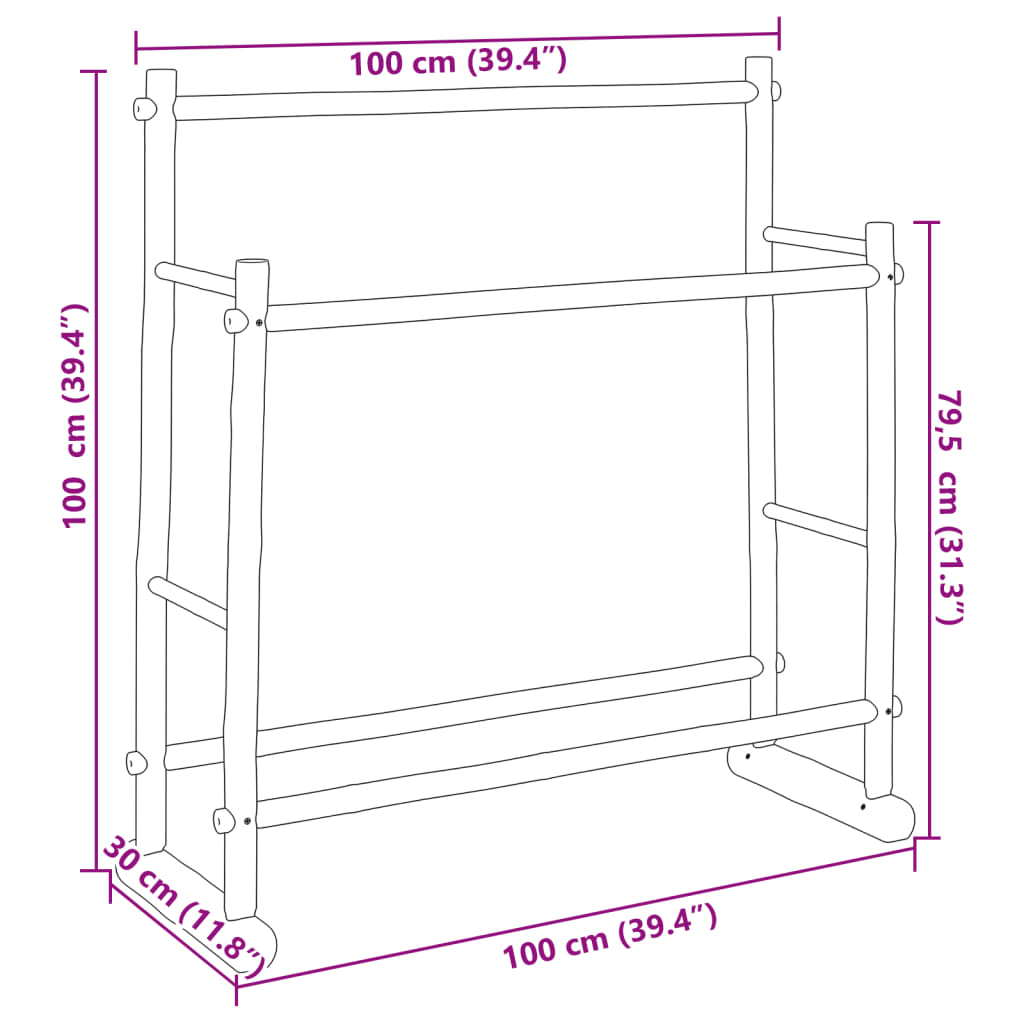 vidaXL Appendiabiti 100x30x100 cm in Bambù