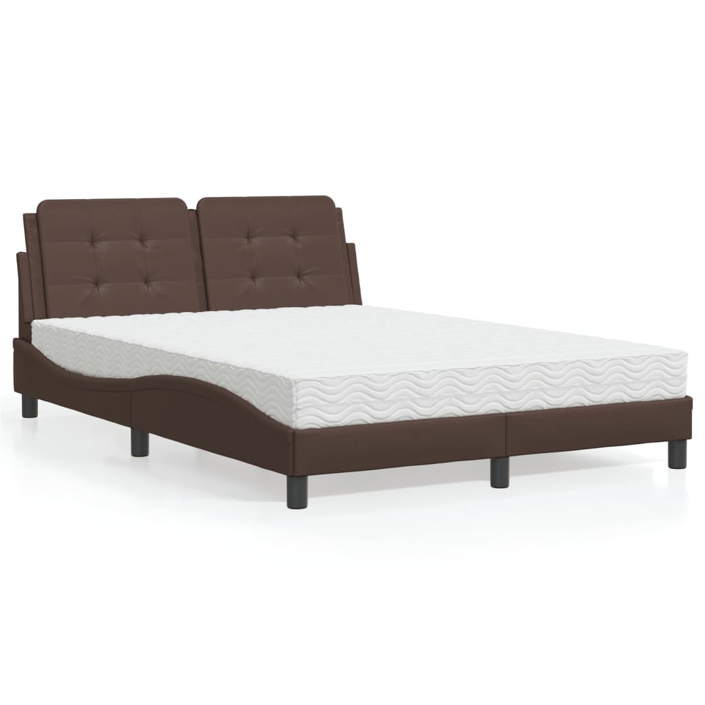 vidaXL Letto con Materasso Marrone 140x200cm in Similpelle