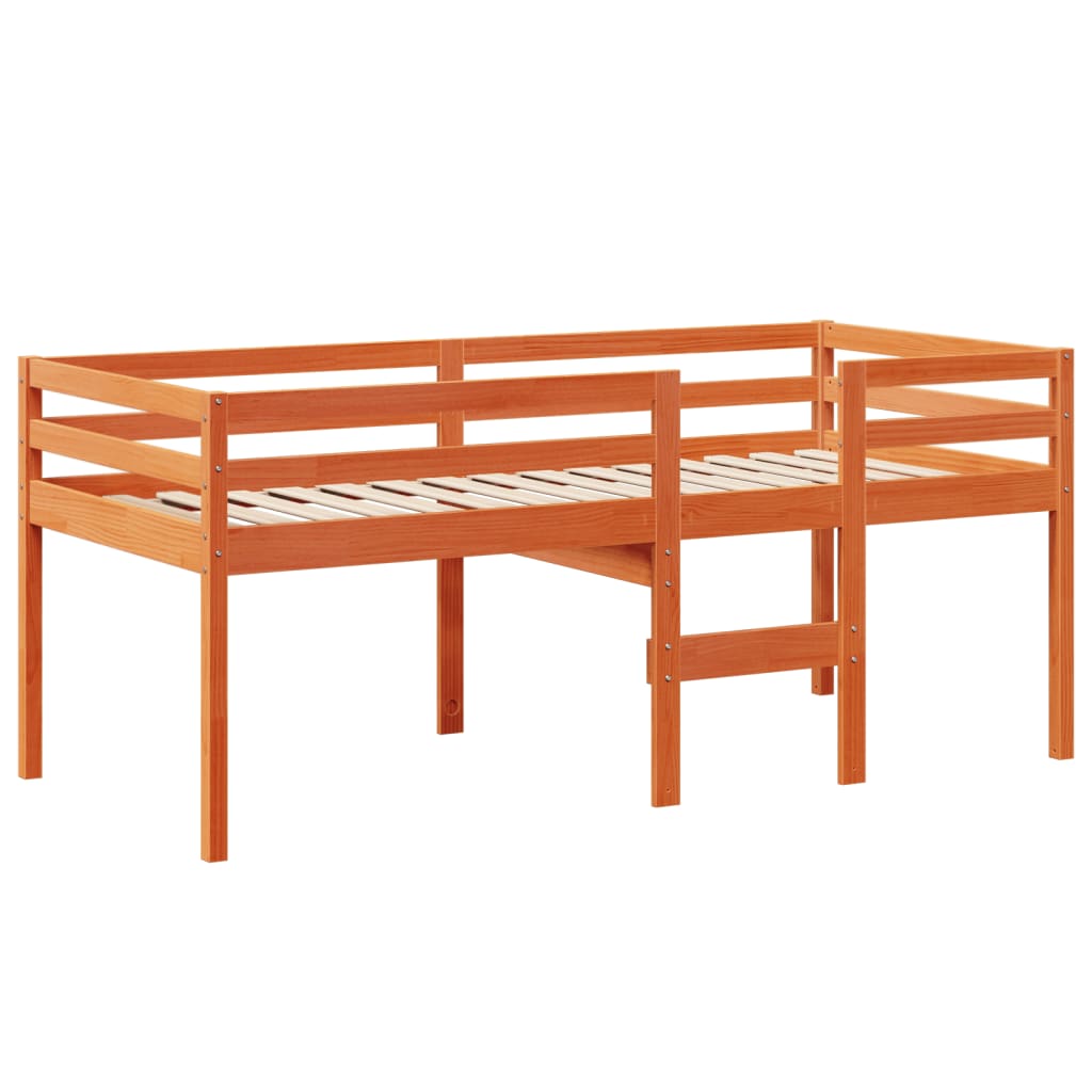 vidaXL Letto a Soppalco con Tetto Cera 75x190cm Legno Massello di Pino