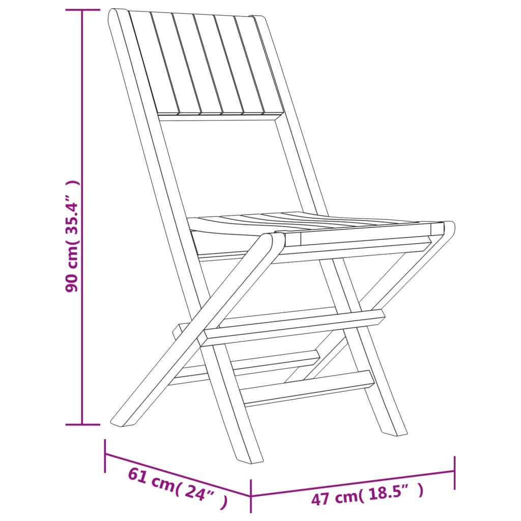 vidaXL Sedie da Giardino Pieghevoli 6pz 47x61x90cm Legno Massello Teak