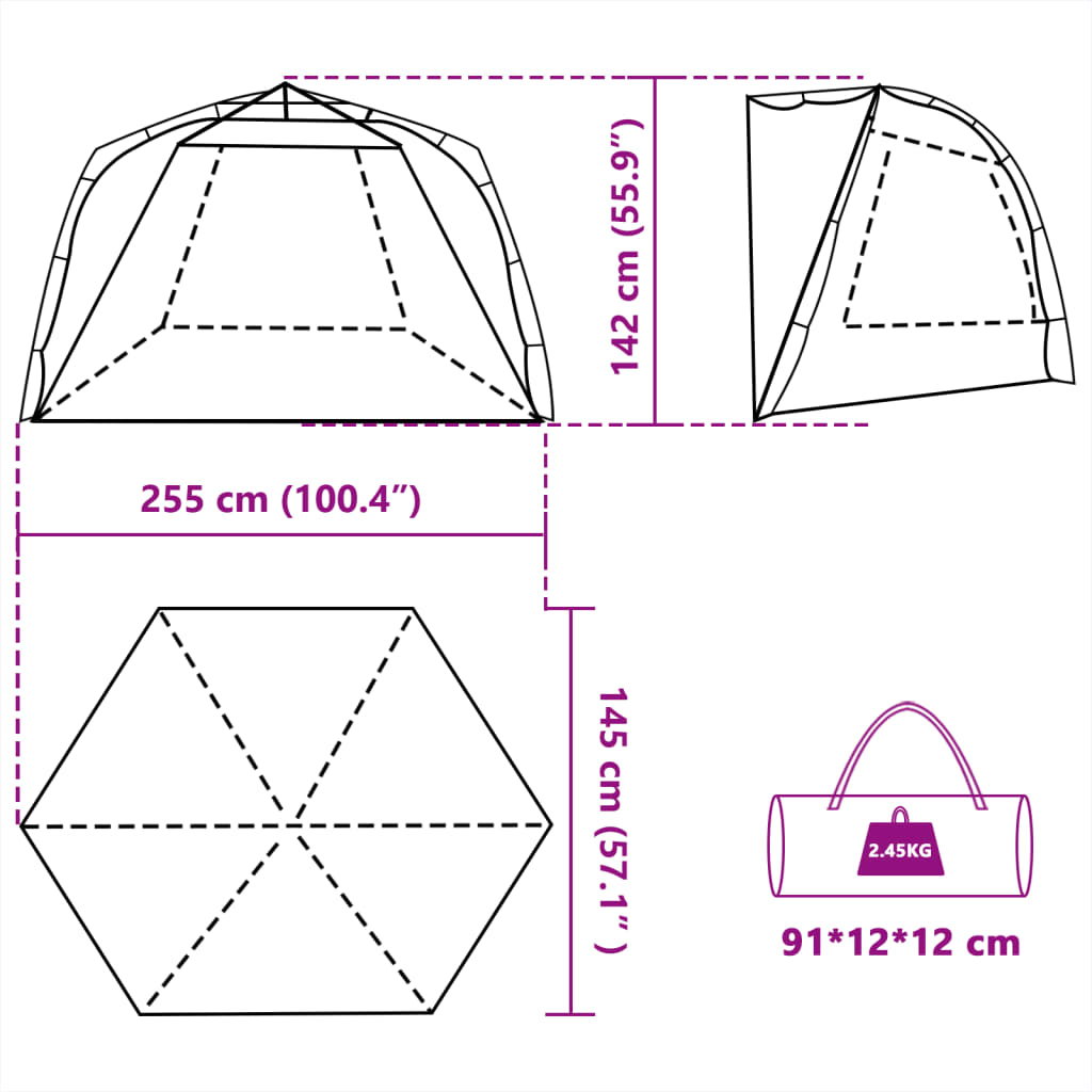 vidaXL Tenda da Spiaggia 3 Persone Verde Rilascio Rapido Impermeabile