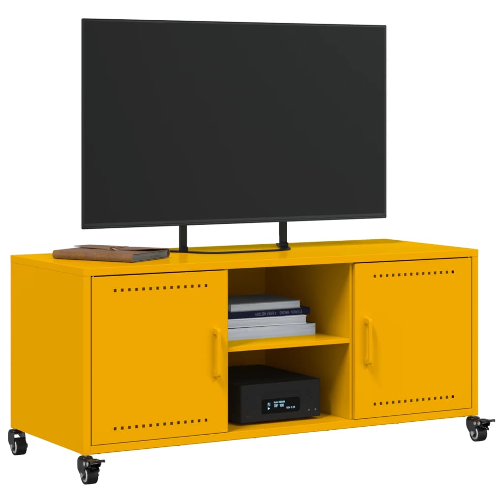 vidaXL Mobile TV Giallo Senape 100,5x39x43,5 cm in Acciaio