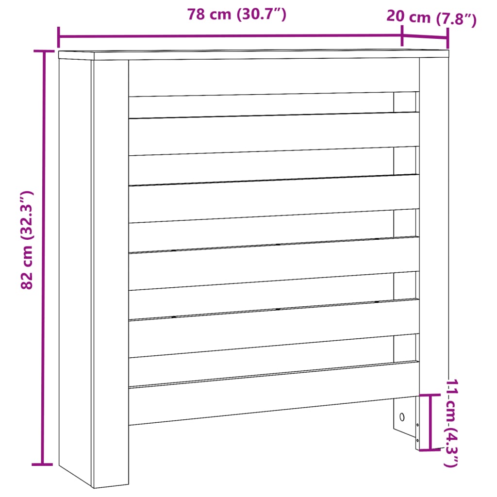 vidaXL Copertura Termosifone Legno Antico 78x20x82cm Legno Multistrato