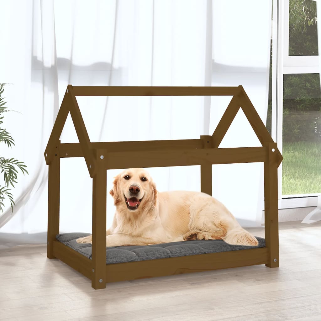 vidaXL Cuccia per Cani Ambra 81x60x70 cm in Legno Massello di Pino