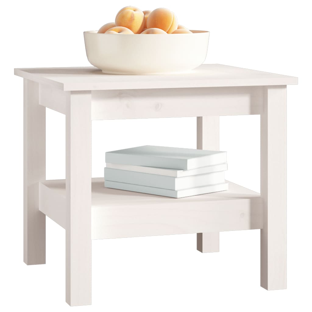 vidaXL Tavolino da Salotto Bianco 45x45x40 cm Legno Massello di Pino