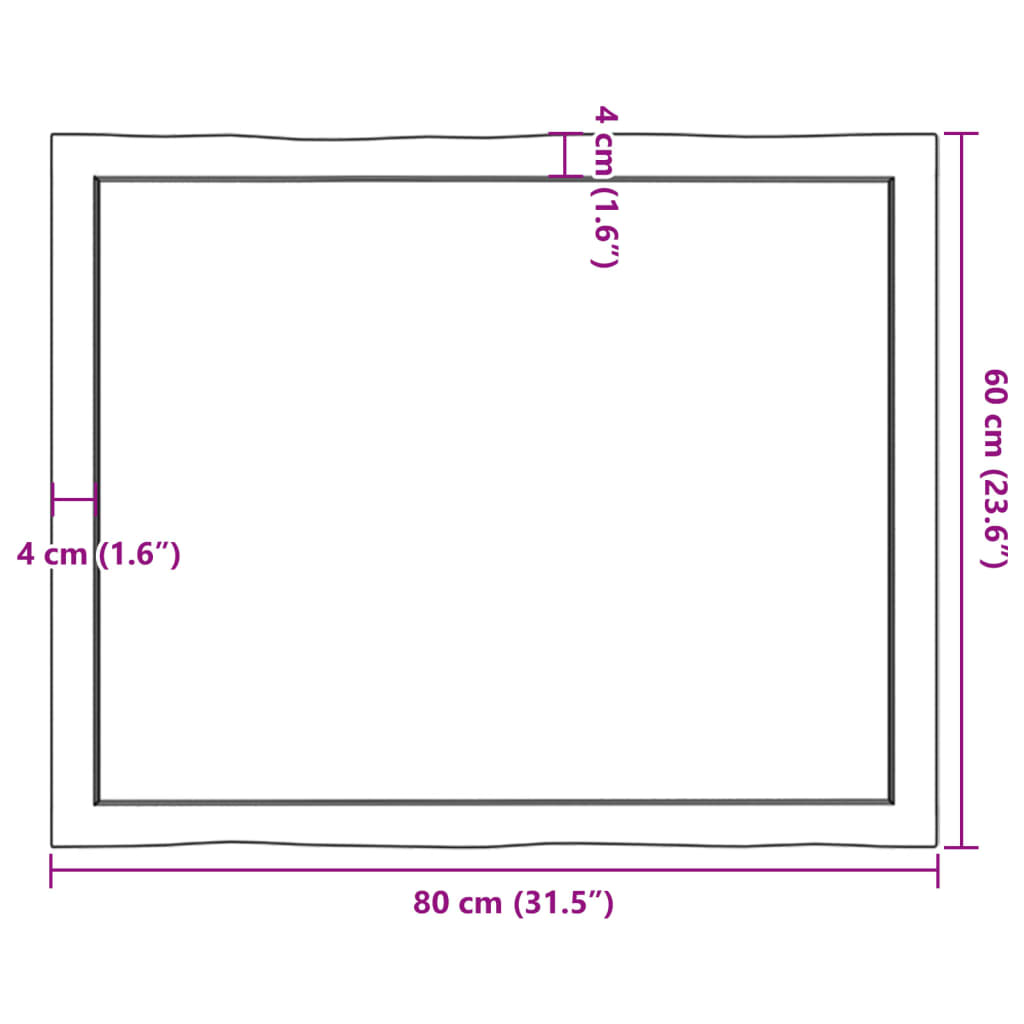 vidaXL Piano Tavolo Marrone Chiaro 80x60x(2-4) cm Rovere Non Trattato