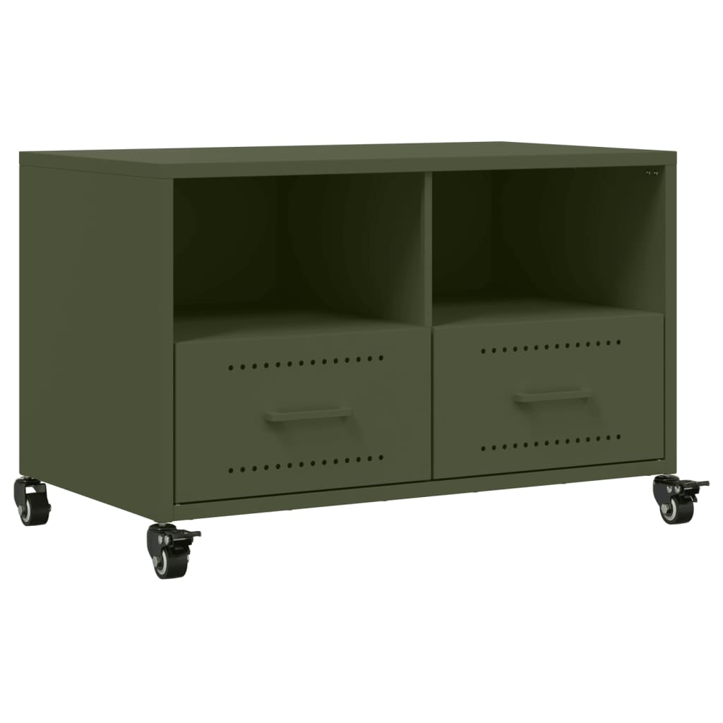 vidaXL Mobile TV Verde Oliva 68x39x43,5 cm in Acciaio