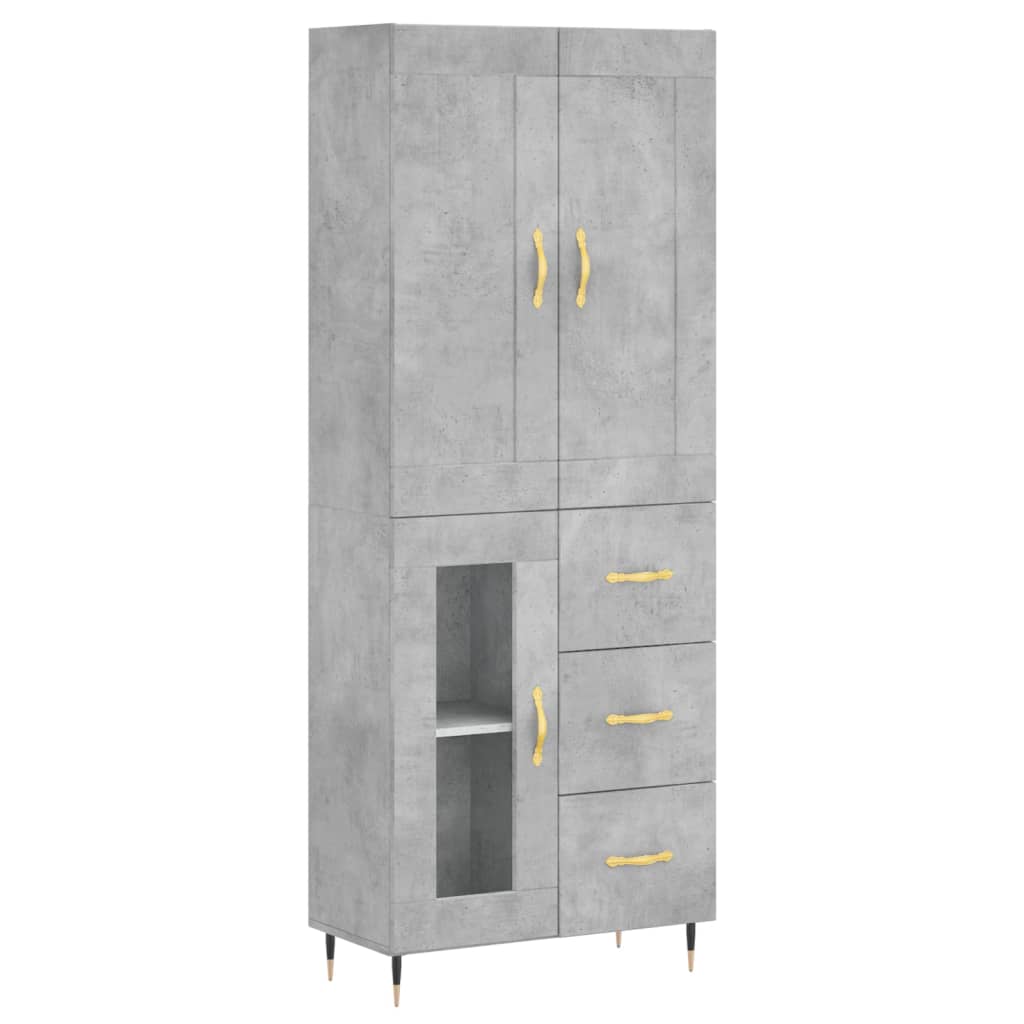 vidaXL Credenza Grigio Cemento 69,5x34x180 cm in Legno Multistrato