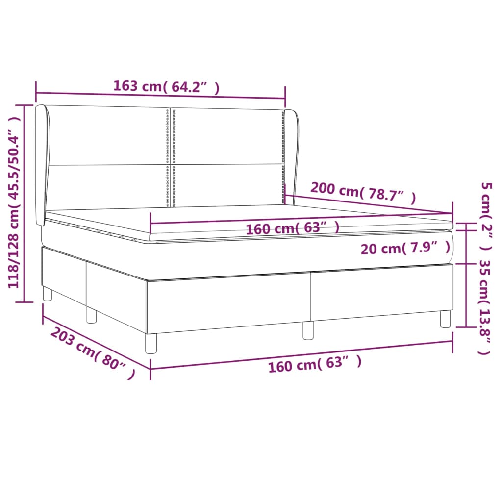 vidaXL Giroletto a Molle con Materasso Bianco 160x200 cm in Similpelle