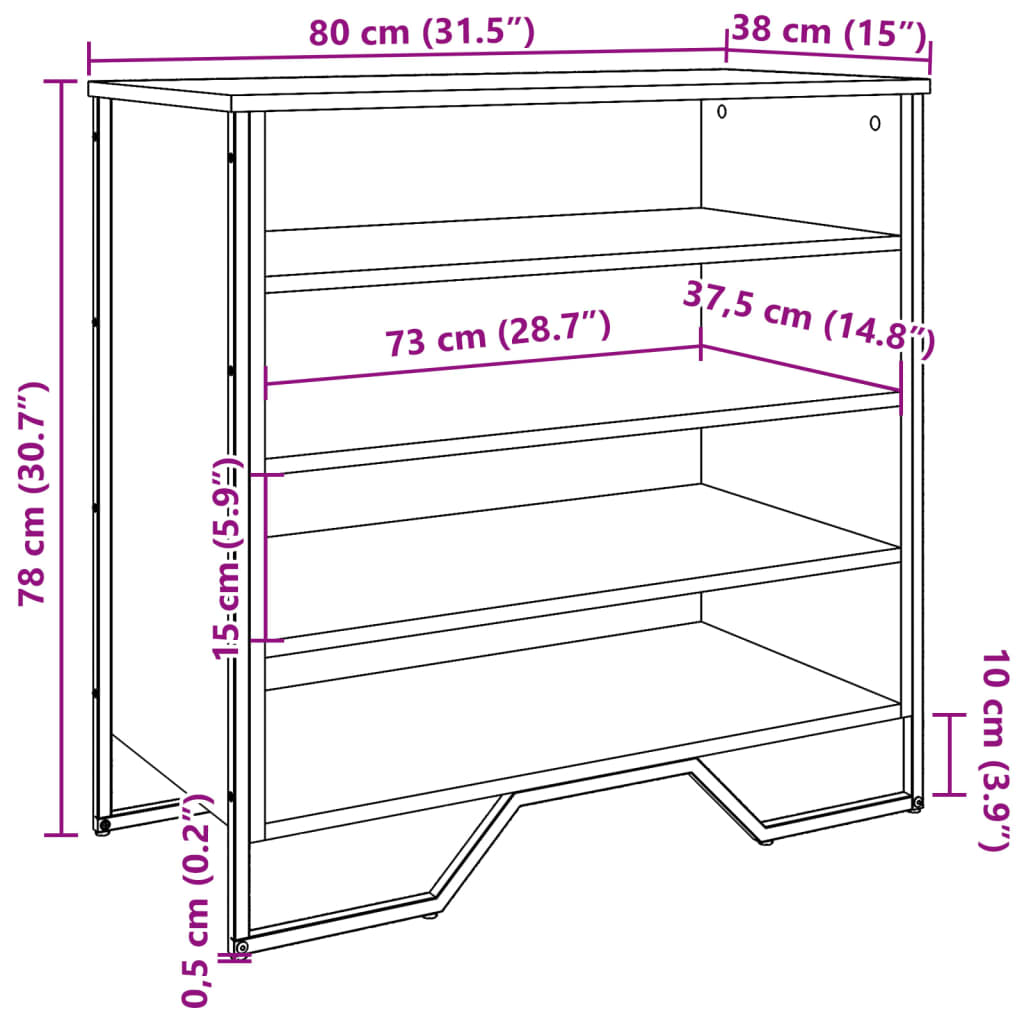 vidaXL Scarpiera Grigio Sonoma 80x38x78 cm in Truciolato