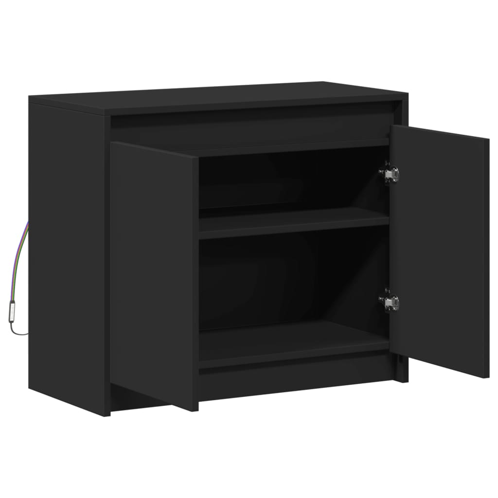 vidaXL Credenza con LED Nera 72x34x61 cm in Legno Multistrato