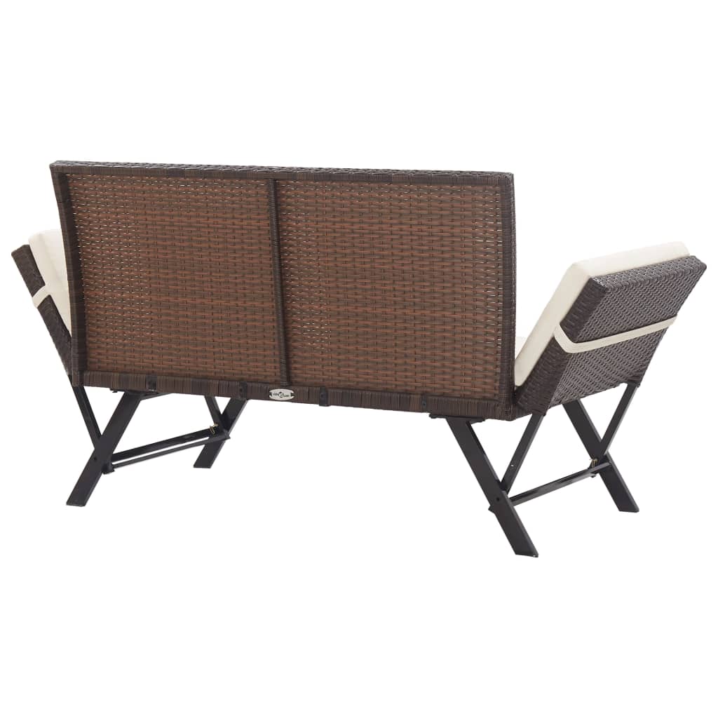 vidaXL Panca da Giardino con Cuscini Marrone 176 cm in Polyrattan