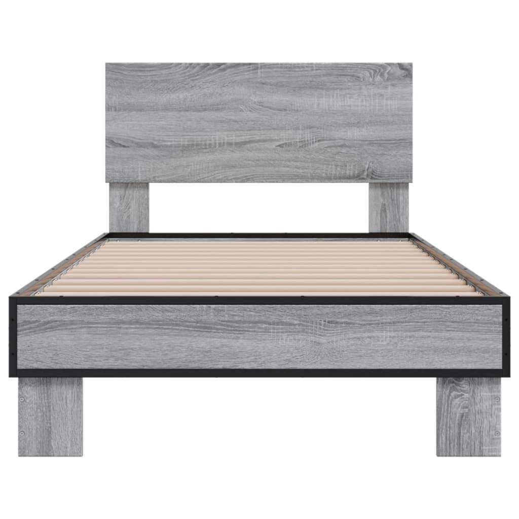 vidaXL Giroletto Grigio Sonoma 100x200 cm Legno Multistrato e Metallo