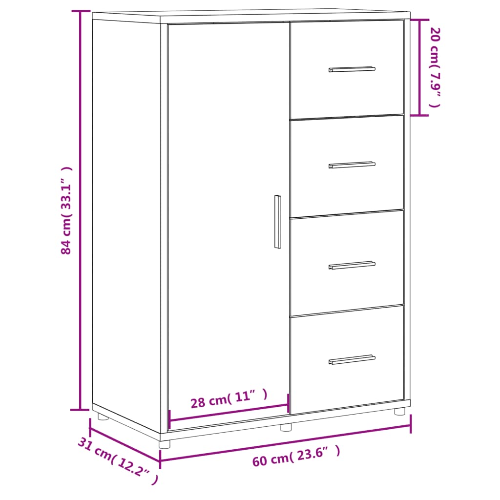 vidaXL Credenza Rovere Sonoma 60x31x84 cm in Legno Multistrato