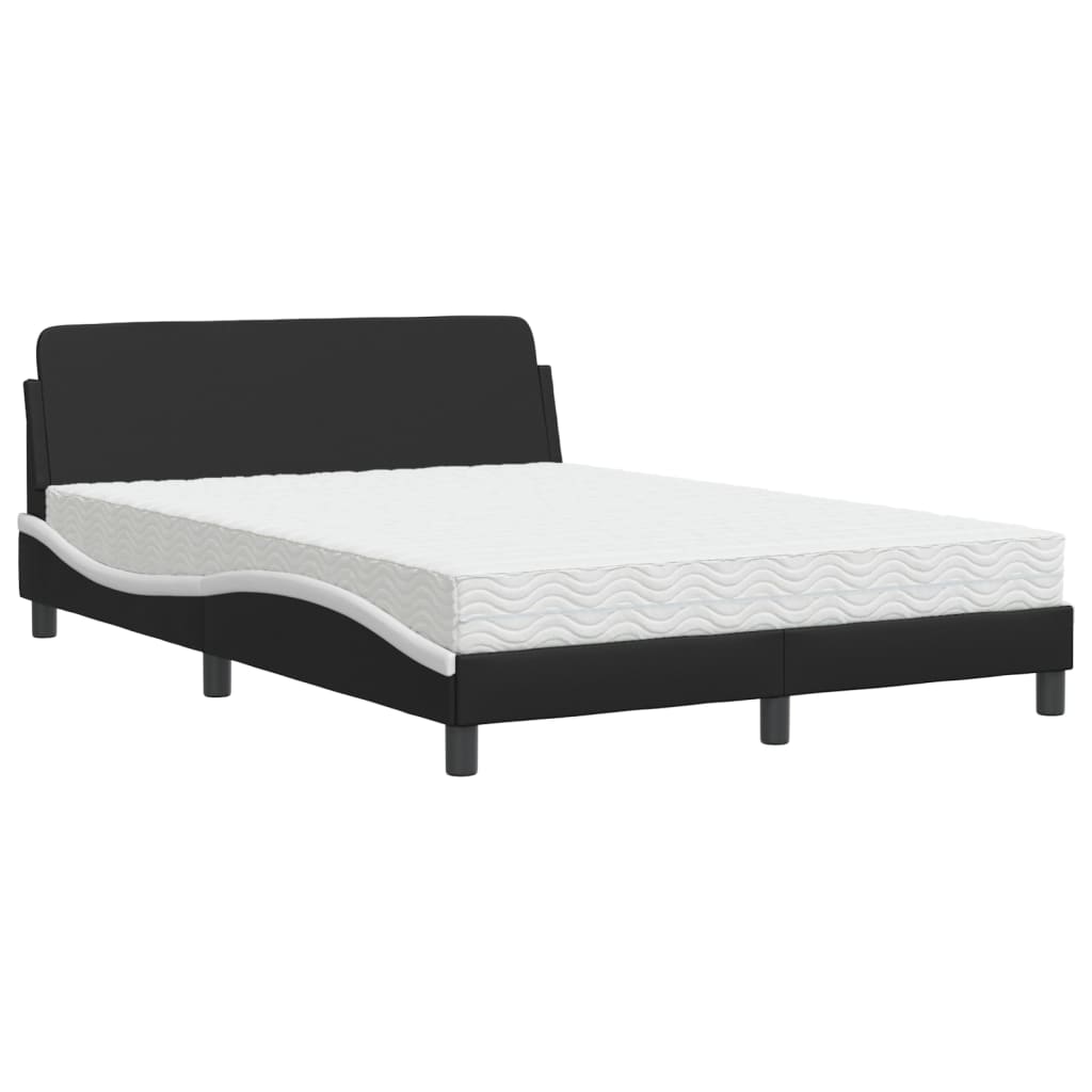 vidaXL Letto con Materasso Nero e Bianco 140x200 cm in Similpelle