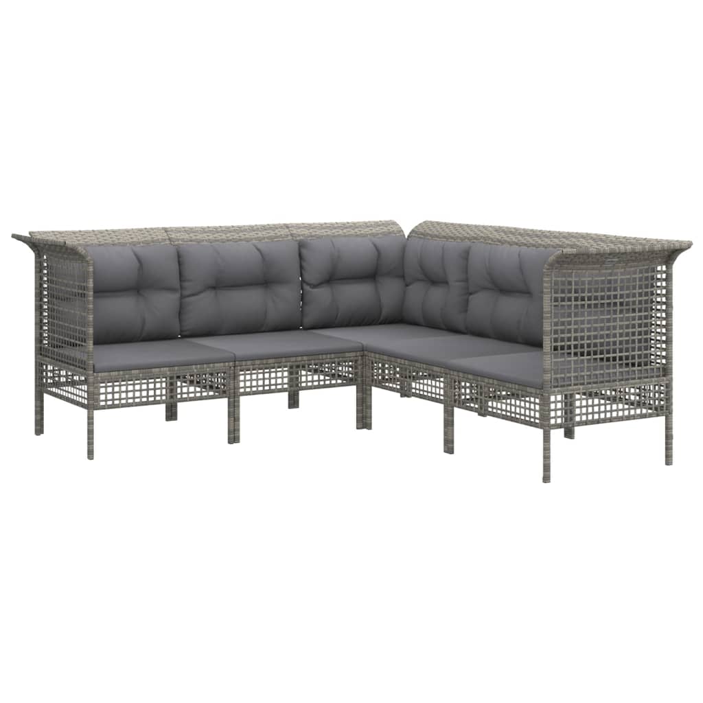 vidaXL Set Divani da Giardino 9 pz con Cuscini in Polyrattan Grigio