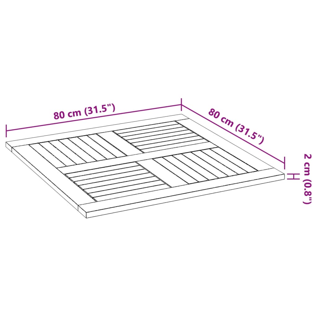 vidaXL Piano per Tavolo 80x80x2,2 cm Quadrato Legno Massello di Faggio