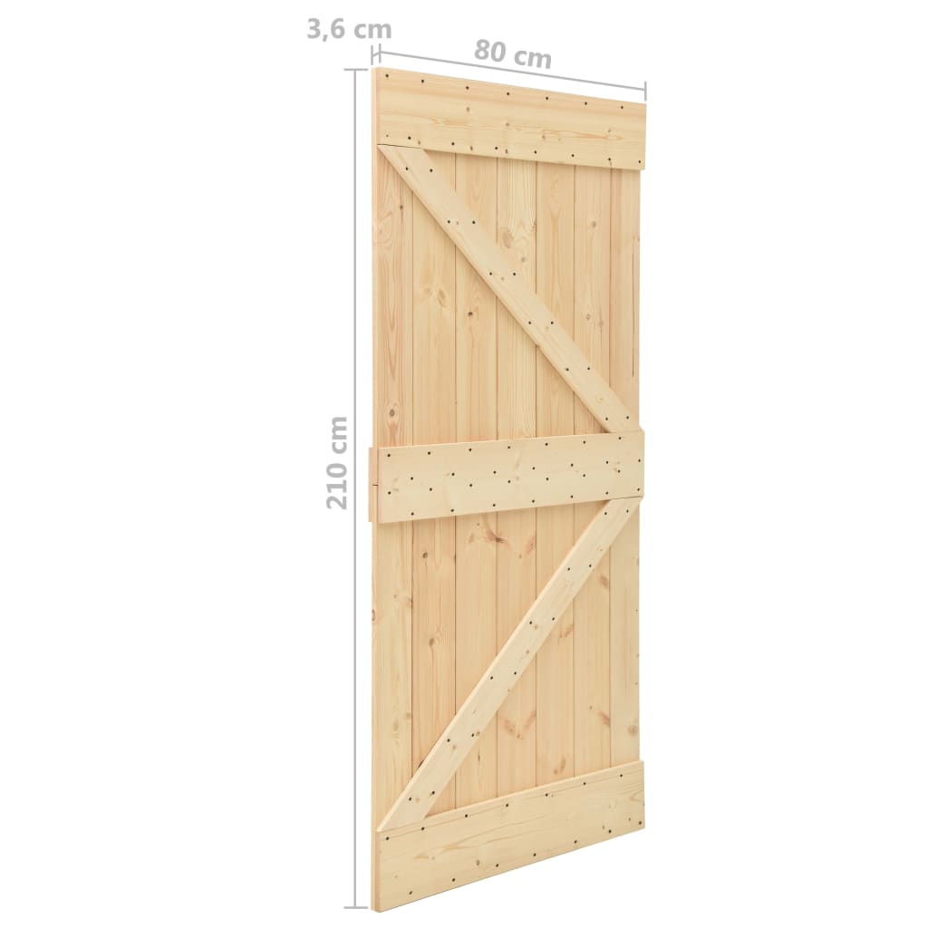 vidaXL Porta Scorrevole con Set Hardware 80x210 cm in Legno di Pino