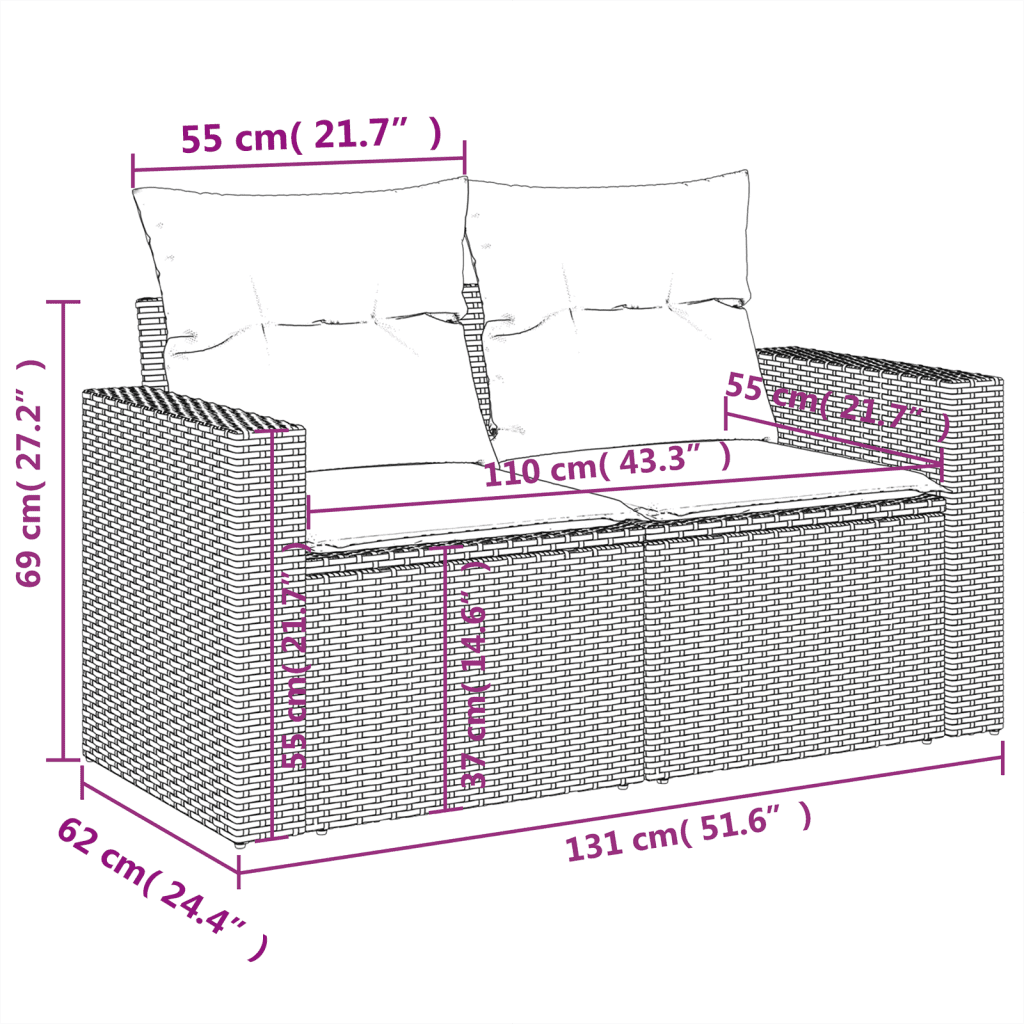 vidaXL Set Divani da Giardino 4 pz con Cuscini in Polyrattan Grigio