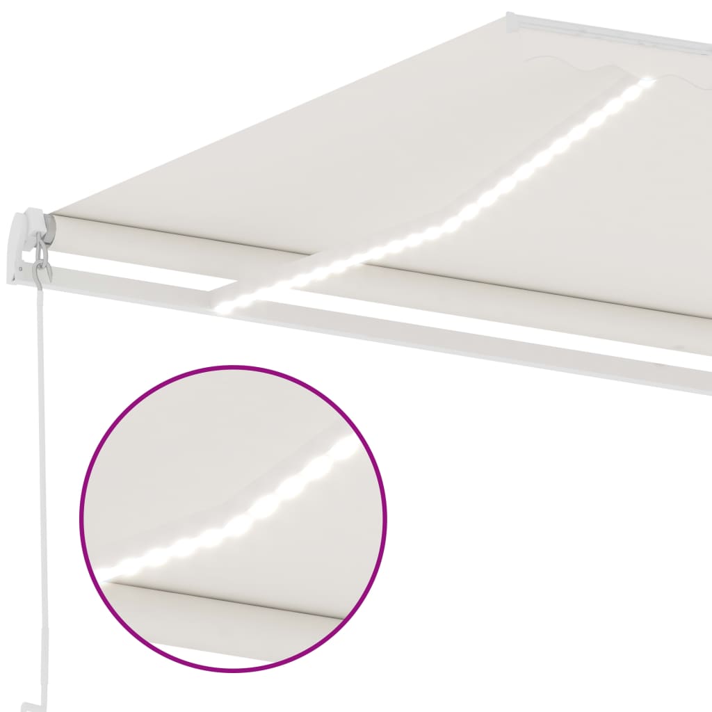 vidaXL Tenda da Sole Retrattile Manuale con LED 500x300 cm Crema