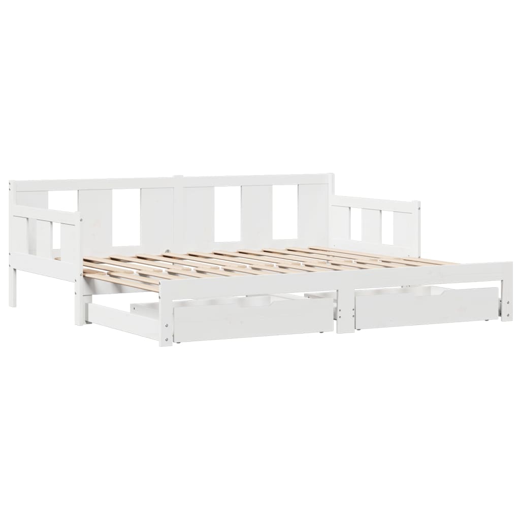 vidaXL Dormeuse Letto Estraibile e Cassetti Bianca 80x200cm Legno Pino