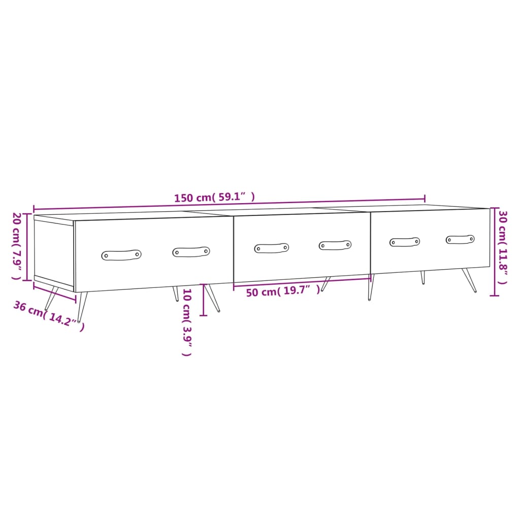 vidaXL Mobile Porta TV Grigio Cemento 150x36x30 cm Legno Multistrato