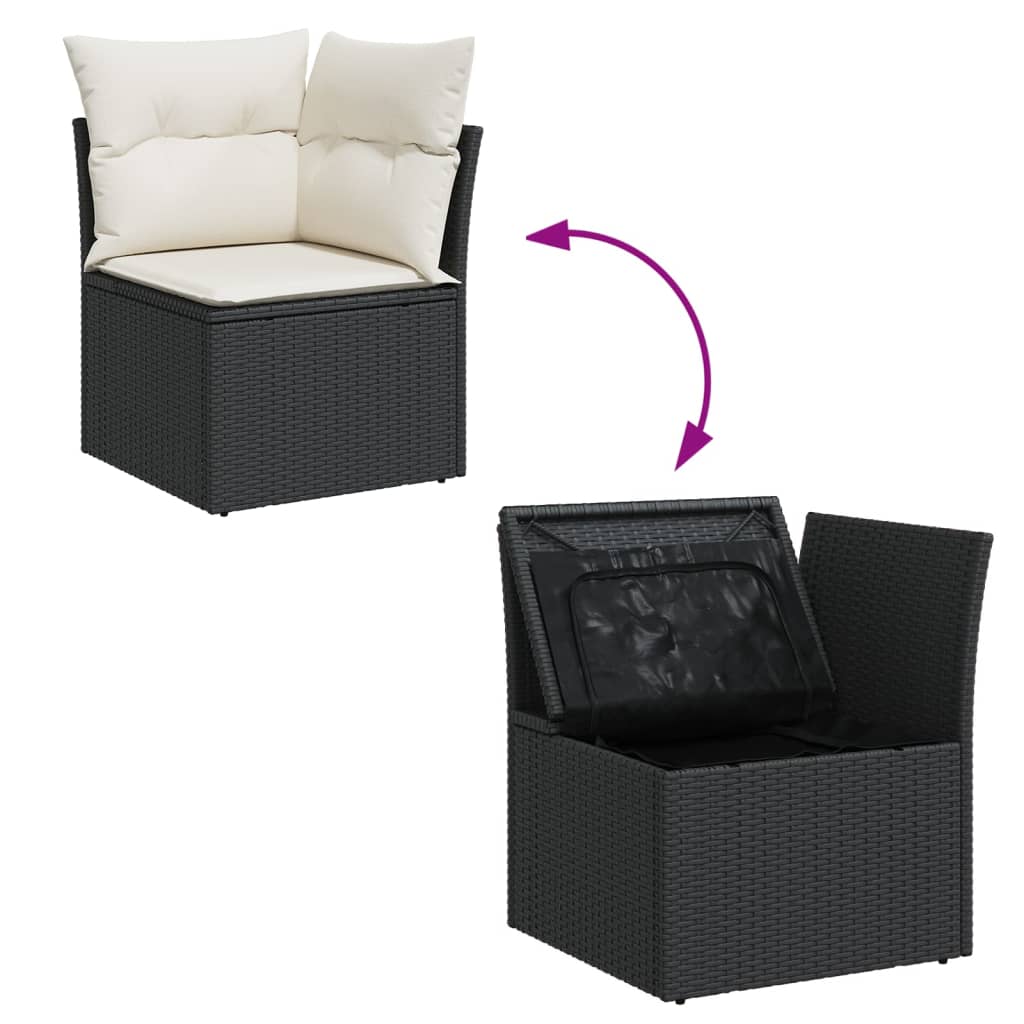 vidaXL Set Divani da Giardino 12 pz con Cuscini Nero in Polyrattan