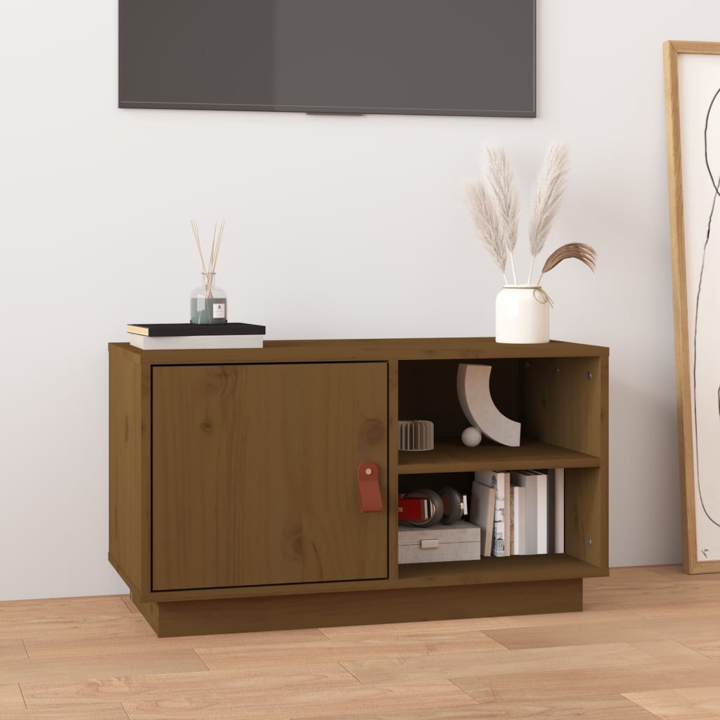 vidaXL Mobile Porta TV ambra 70x34x40 cm in Legno Massello di Pino