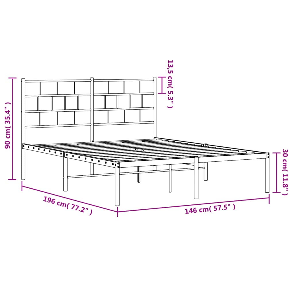 vidaXL Giroletto con Testiera Metallo Bianco 140x190 cm