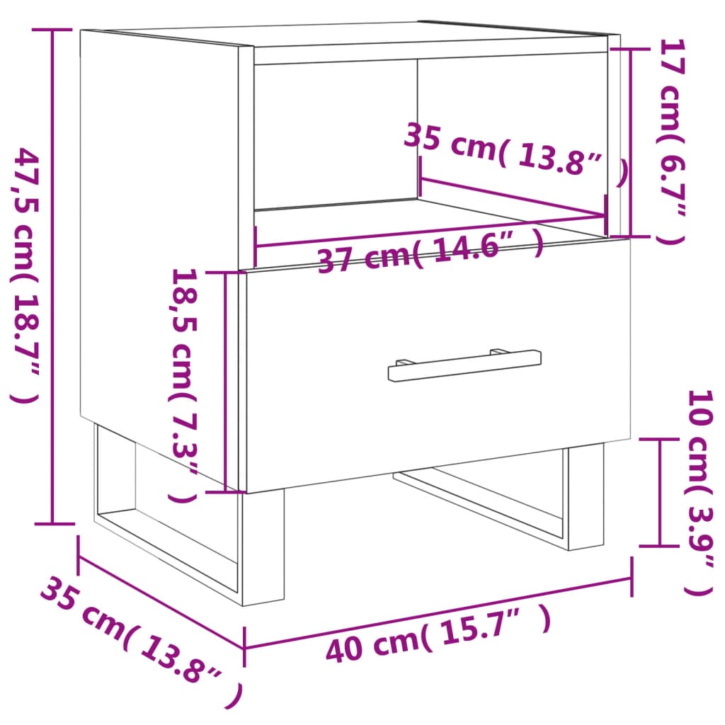 vidaXL Comodini 2 pz Grigio Cemento 40x35x47,5 cm in Legno Multistrato