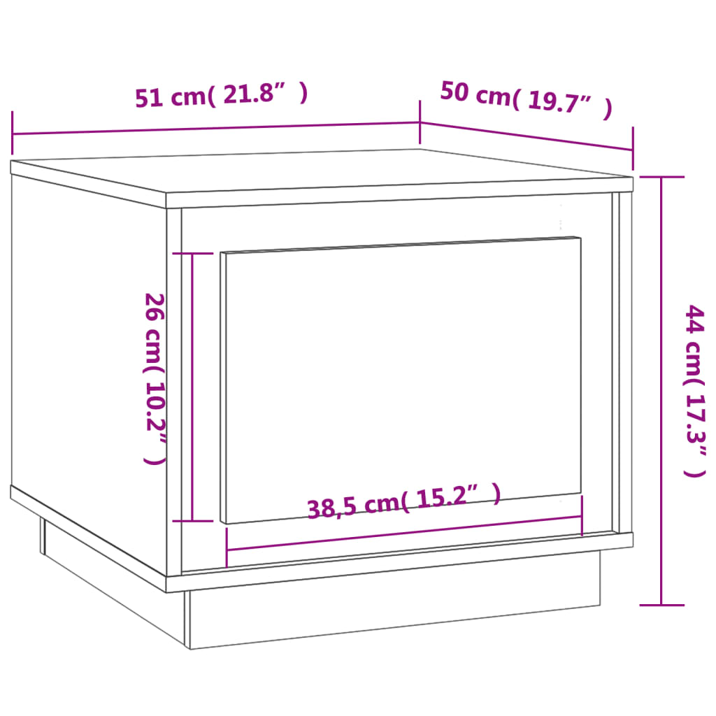 vidaXL Tavolino da Salotto Rovere Sonoma 51x50x44 cm Legno Multistrato