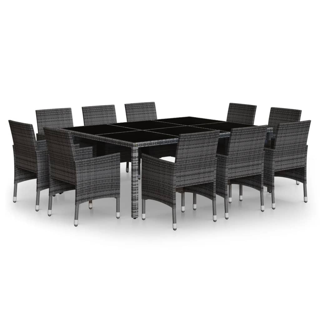 vidaXL Set Pranzo da Giardino 11pz in Polyrattan Grigio