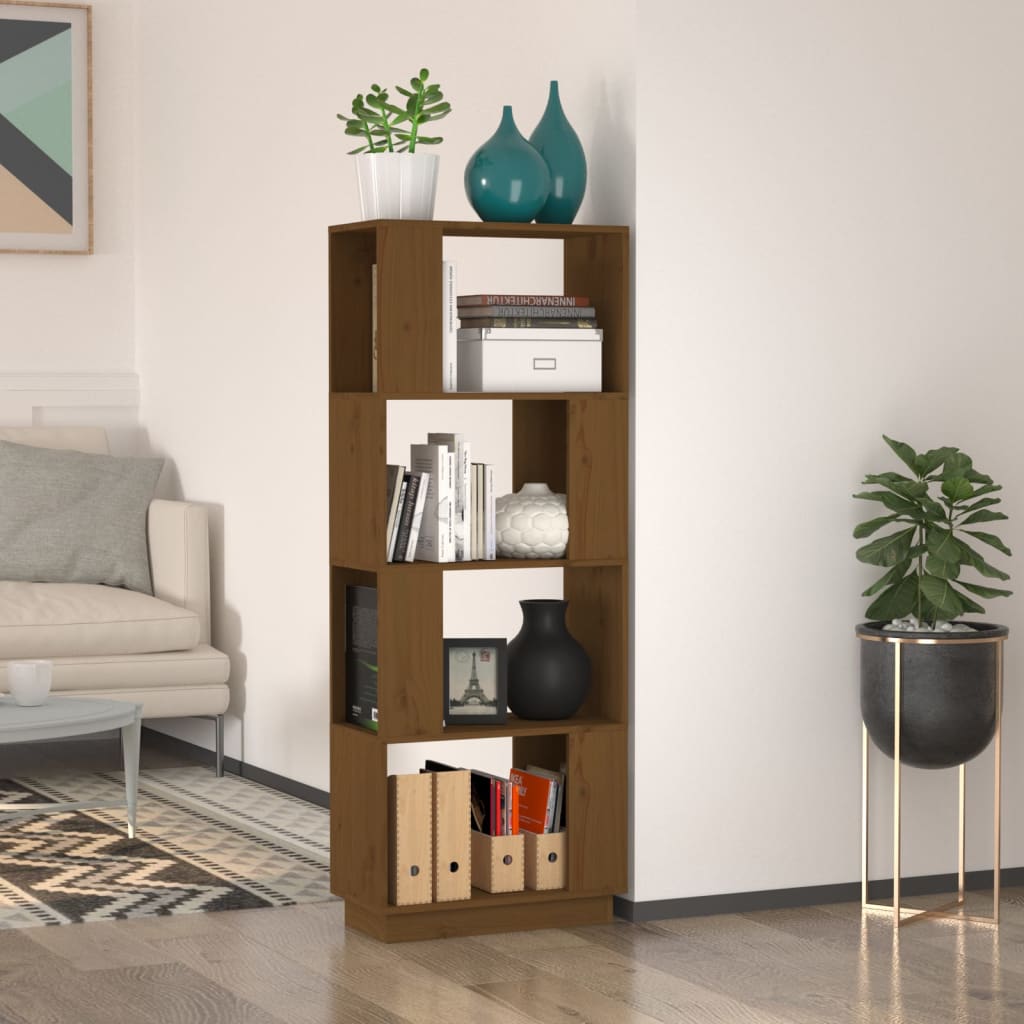 vidaXL Libreria/Divisorio Ambrato 51x25x132 cm in Massello di Pino