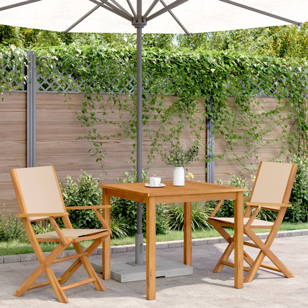 vidaXL Sedie da Giardino 2pz Beige Legno Massello di Acacia e Tessuto