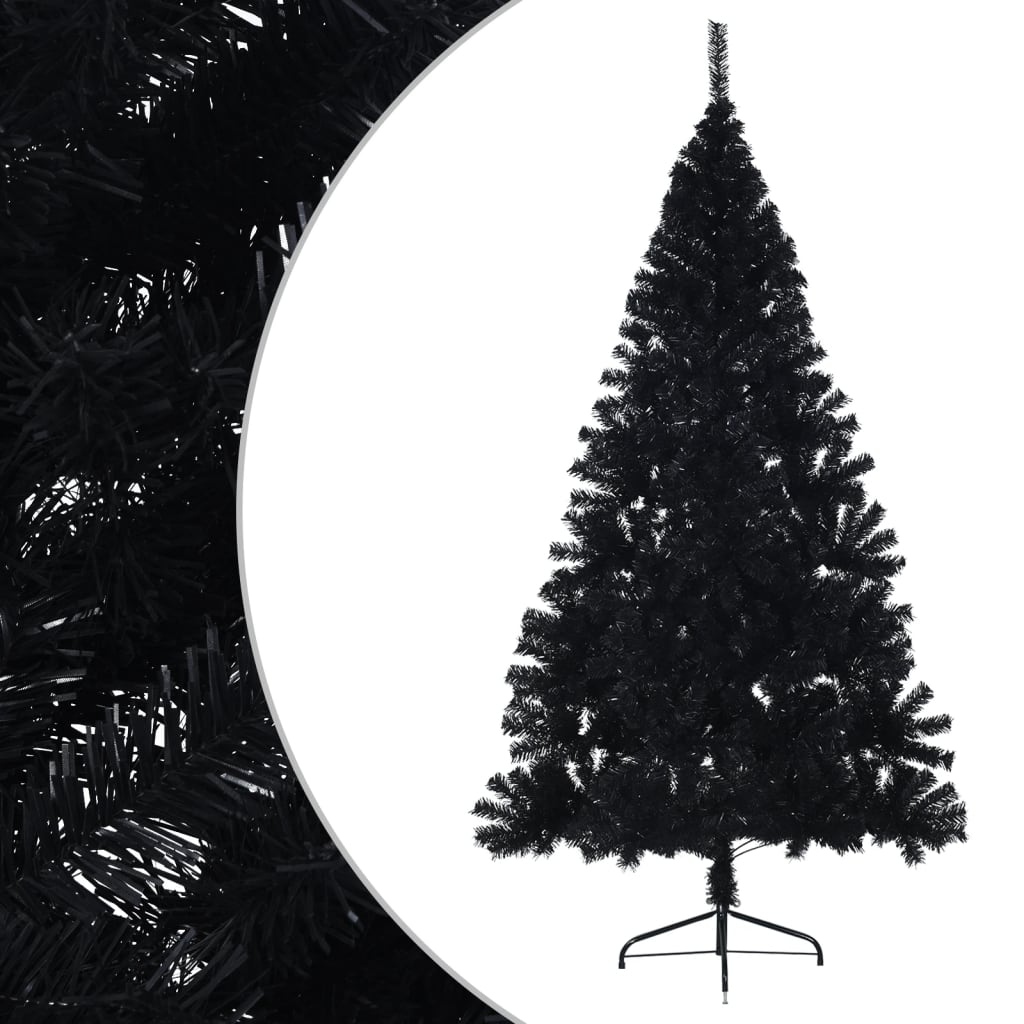 vidaXL Albero di Natale Artificiale a Metà con Base Nero 240 cm PVC