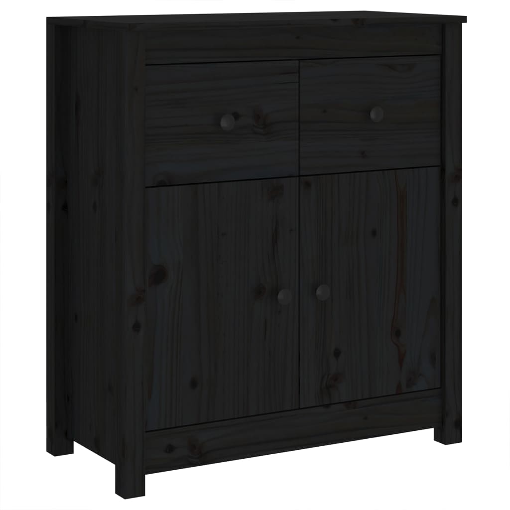 vidaXL Credenza Nera 70x35x80 cm in Legno Massello di Pino